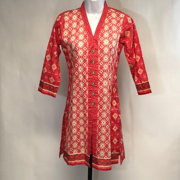 Satrangi Bonanza Women’s Tunic Pink Printed Top - Picture 1 of 12